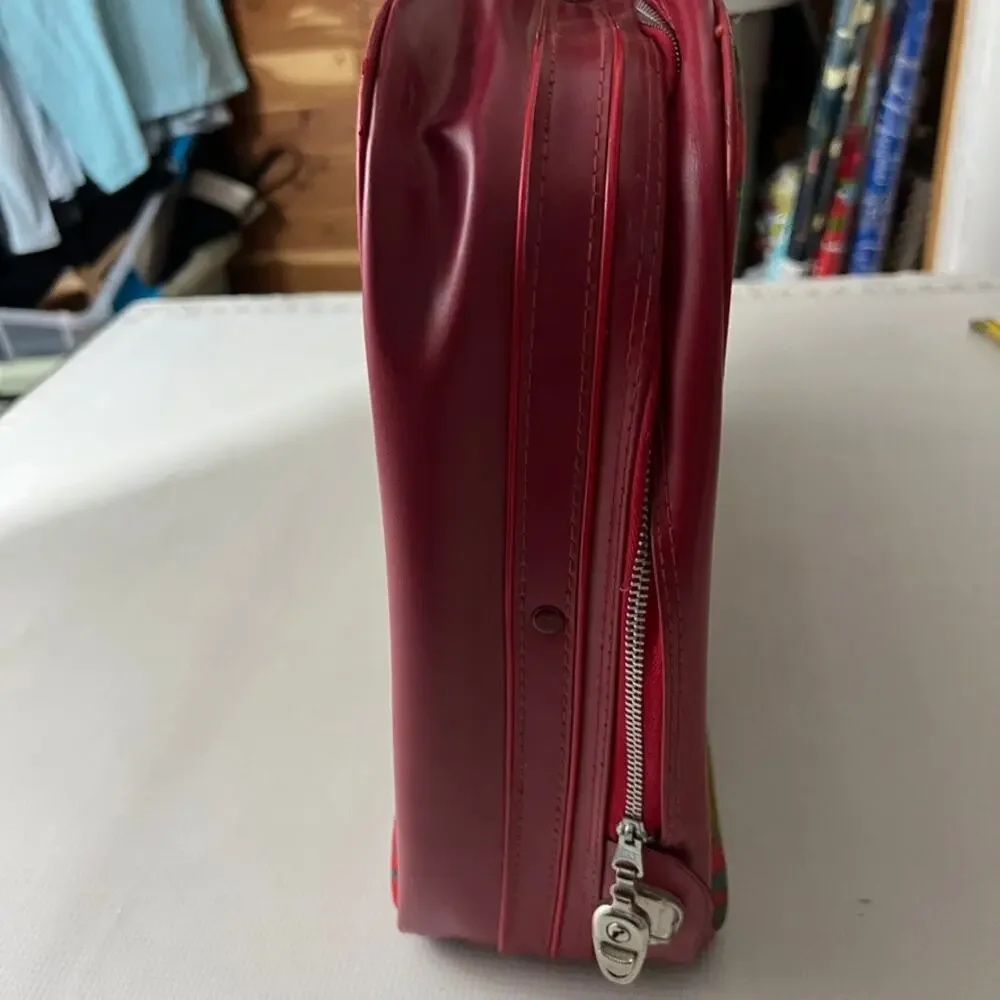 Vintage 60's‎ 70's Paisley Red Travel Luggage Overnight